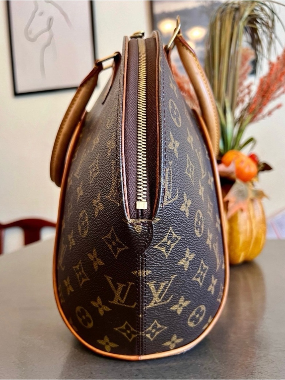 Louis Vuitton Monogram Ellipse MM Satchel in Brown and Tan - Picture 4 of 9